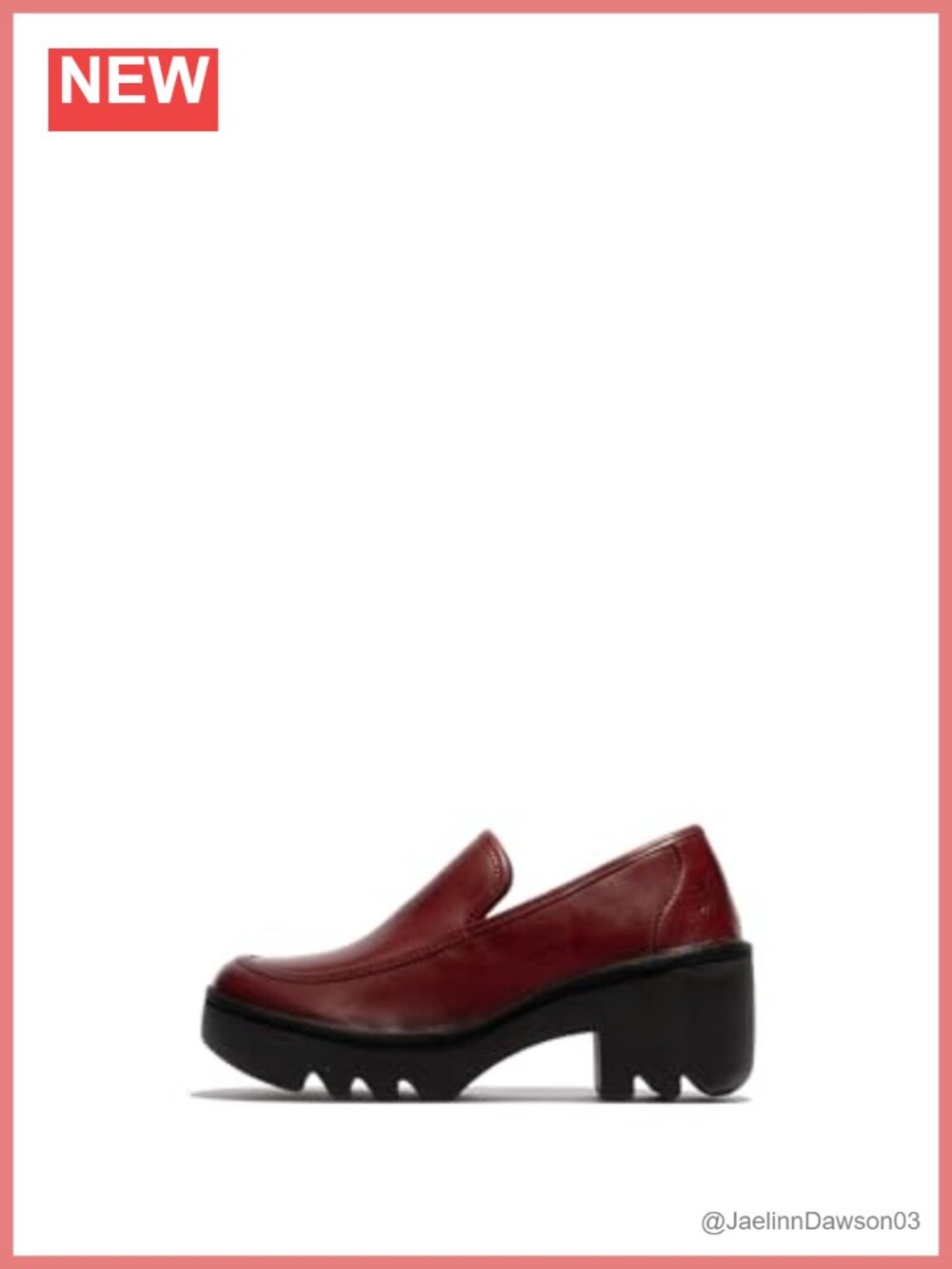 FLY London Leather Loafers Burgundy Slip-On Round Toe